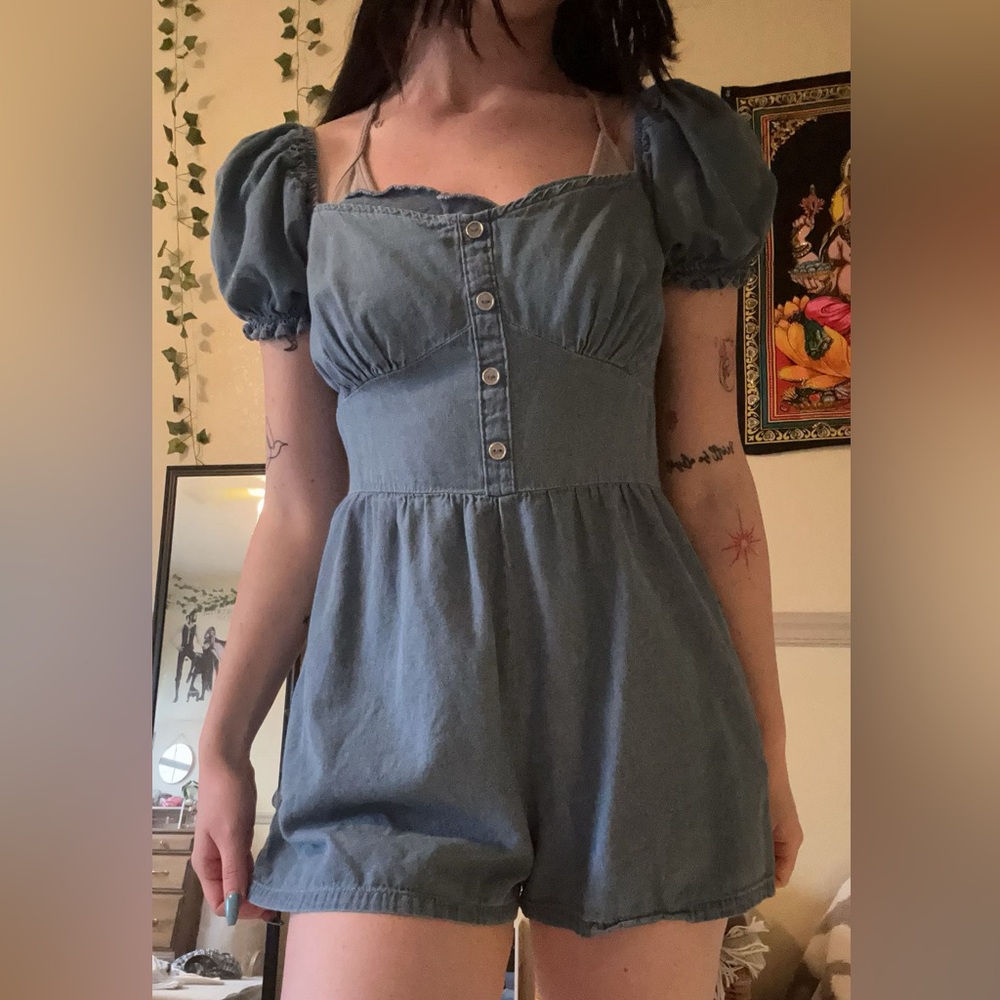 Denim-style romper
